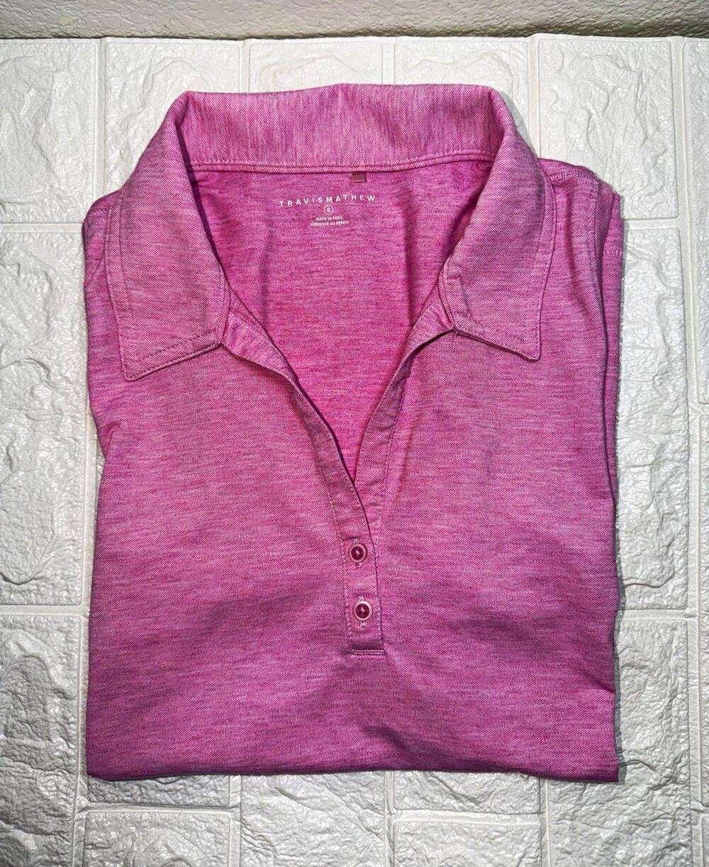 TravisMathew Women’s Pink Sleeveless Knit Polo Shirt Collared Size S